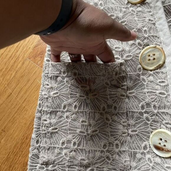 Malandrino Womens Embroidered Duster Linen Lace Dress 42 3/4 Length Sleeve Retro - Picture 6 of 10